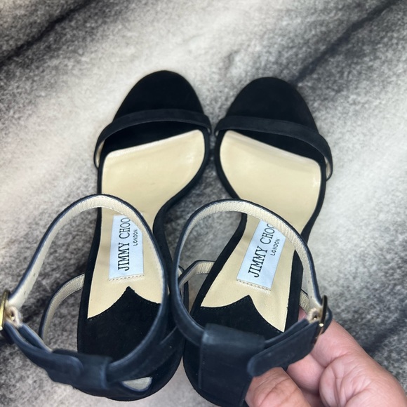 { Jimmy Choo } Minny 85 mm Black Suede Sandals Heels - Picture 5 of 12
